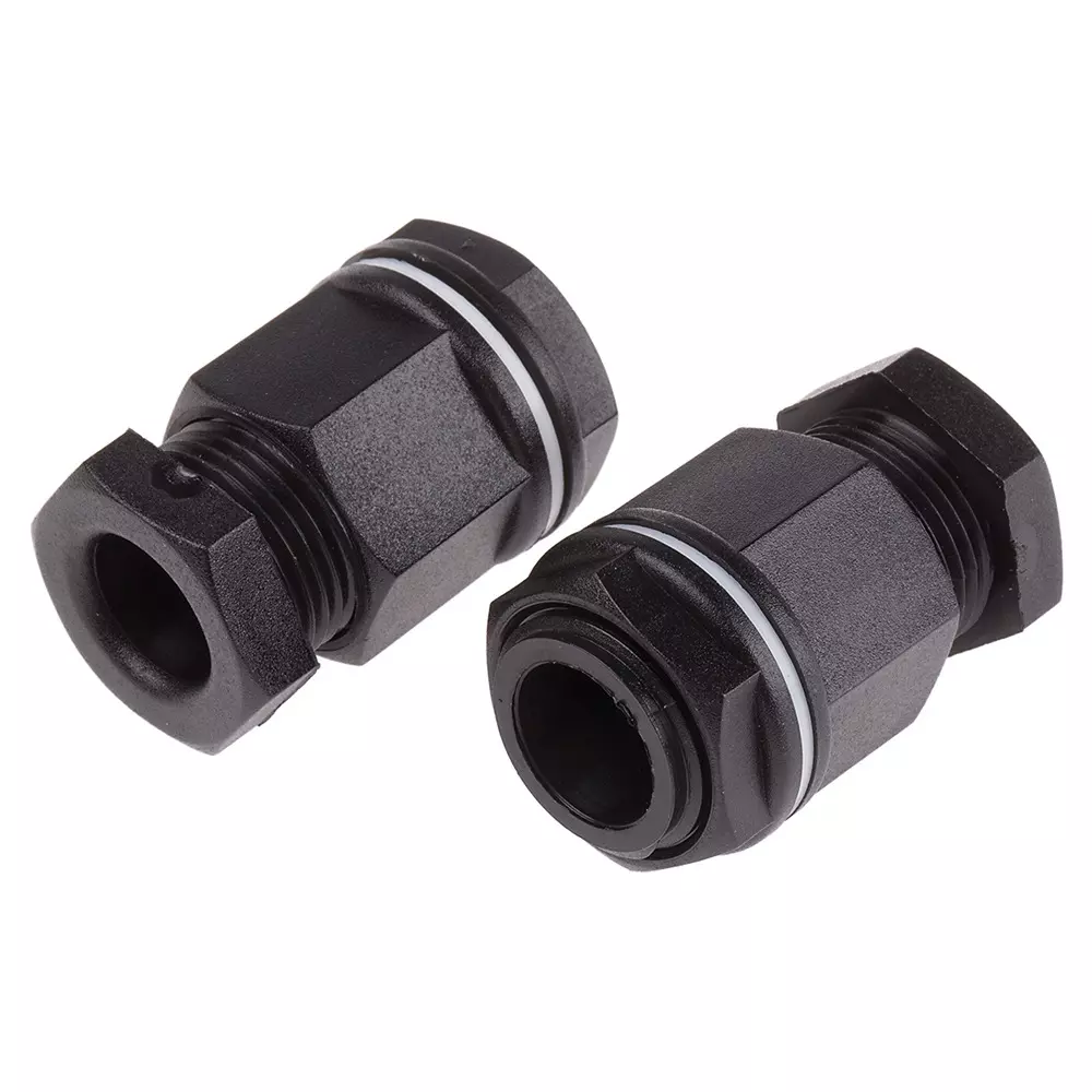 RS PRO Cable Gland IP55 Plastic Black M20, 127221 (Pack of 100)