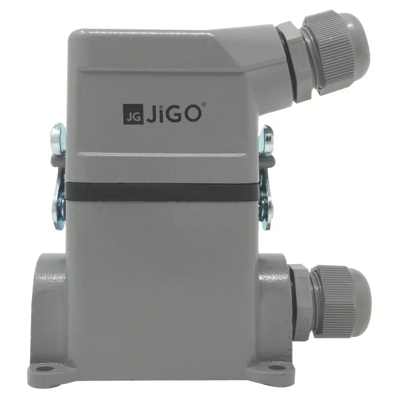 JiGo Heavy Duty Connector 24 Pin Metal Plug & Socket Side Entry Bottom Closed Grey, JG-HE024-03