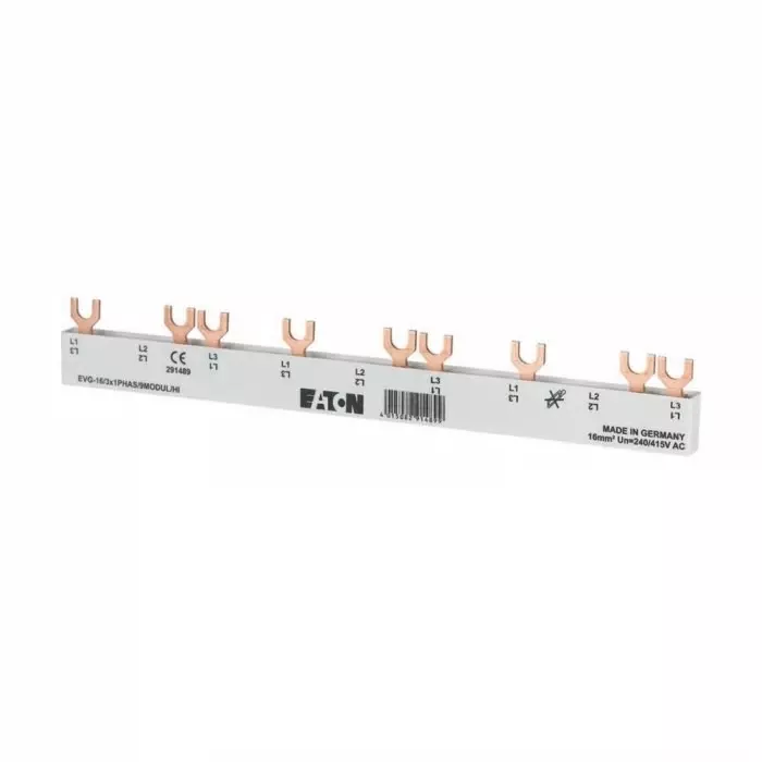 EATON Moeller xPole 3 Phase Busbar, 415V, 291487 EVG-16/3X1PHAS/6MODUL/HI