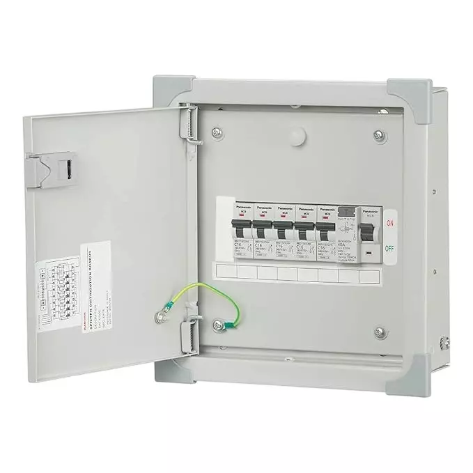 Anchor UNO Distribution Board Grey Double Door 6 Way Metal, 98301