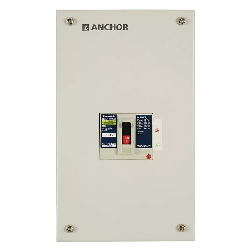 Anchor UNO MCCB Enclosure DB Without MCCB Light Grey 4 Way Metal Panasonic MCCB, 98385