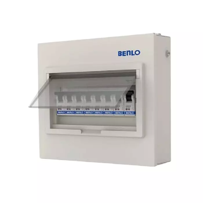 Benlo MCB Distribution Board with Transparent Cover Single Phase Neutral 8 Way, 70009 (Without MCB)