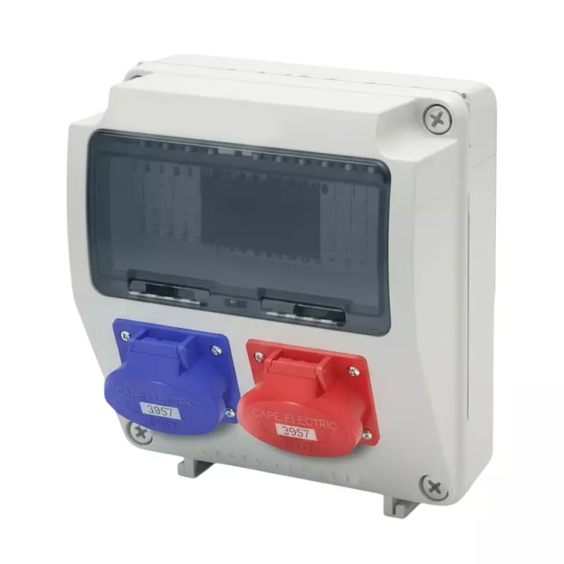 CAPE Electric Angled Socket Distribution Board IP44 9 Modules 3 Pole 2x16 A, 3957 21 00 00 IP44 A