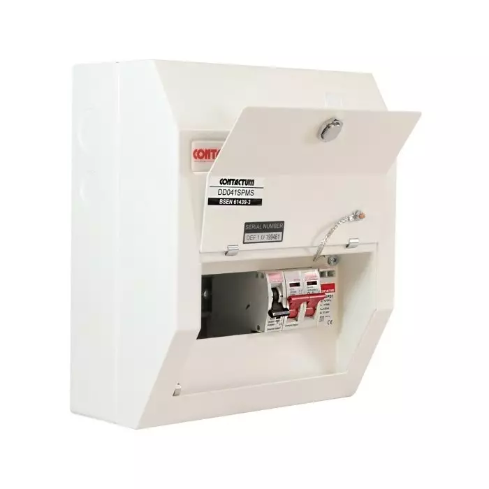 Contactum 4 Way Steel Consumer Unit 100A Defender, DD041SPMS