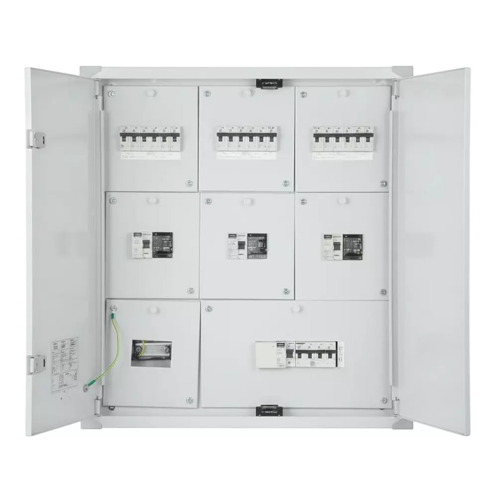 Anchor UNO Distribution Board Light Grey Double Door 12 Way Metal 8 Segments, 98336