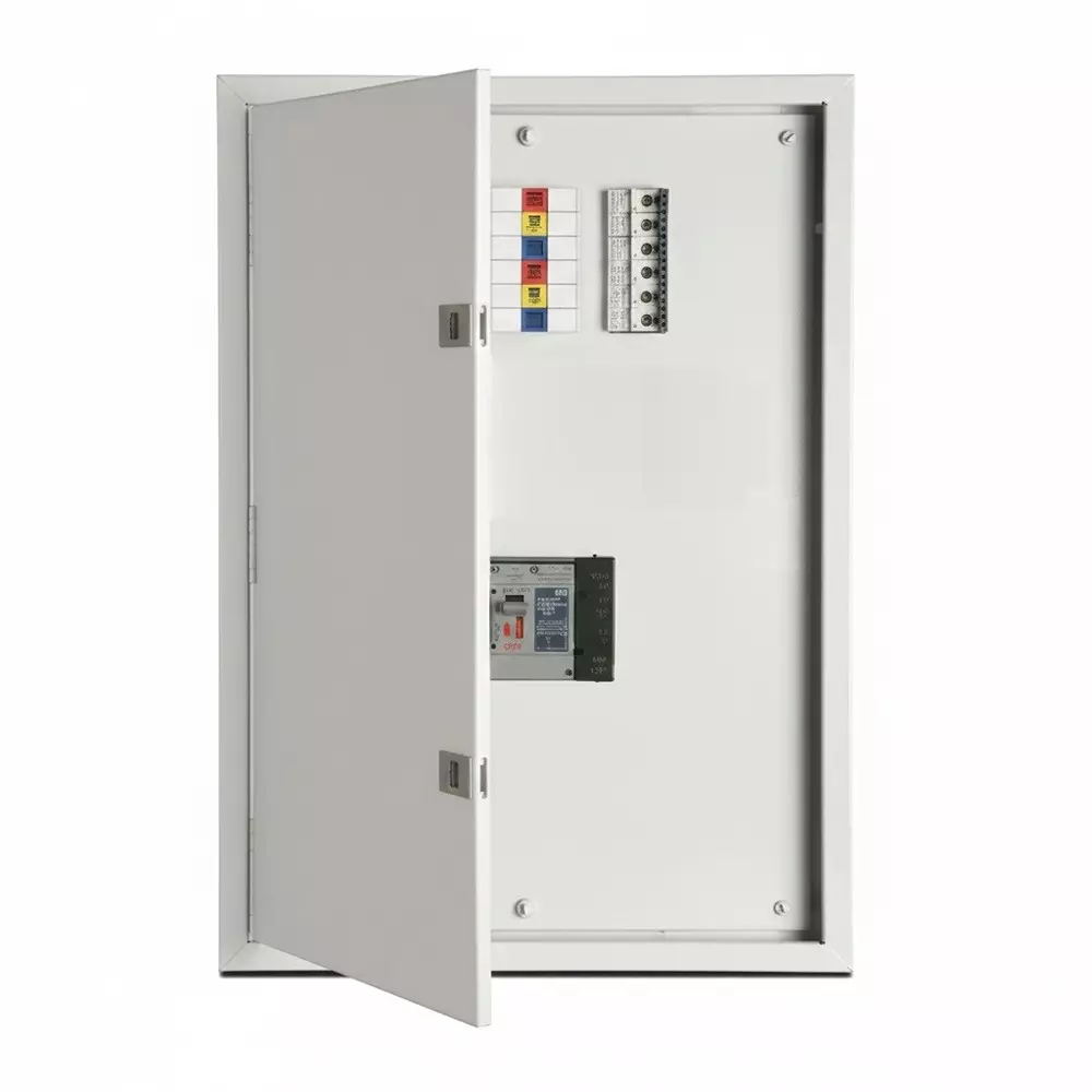 Anchor UNO VTPN Distribution Board Frame Without MCCB 6 Way Double Door Wall-Mounted 250 AF Frame Rating White, 98681