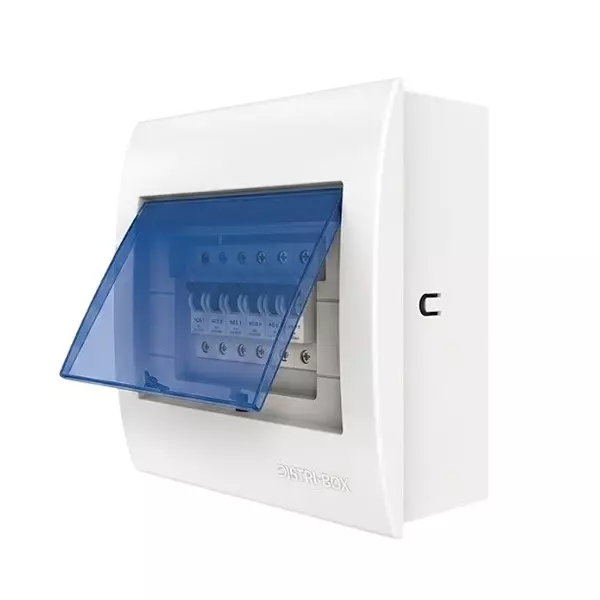 Goldmedal Allessio Electric Distribution Board 7 - 9 Way Double Door White & Blue 2 Module (Incomer) + 7 Module (Outgoing) Plastic & Metal, 04153