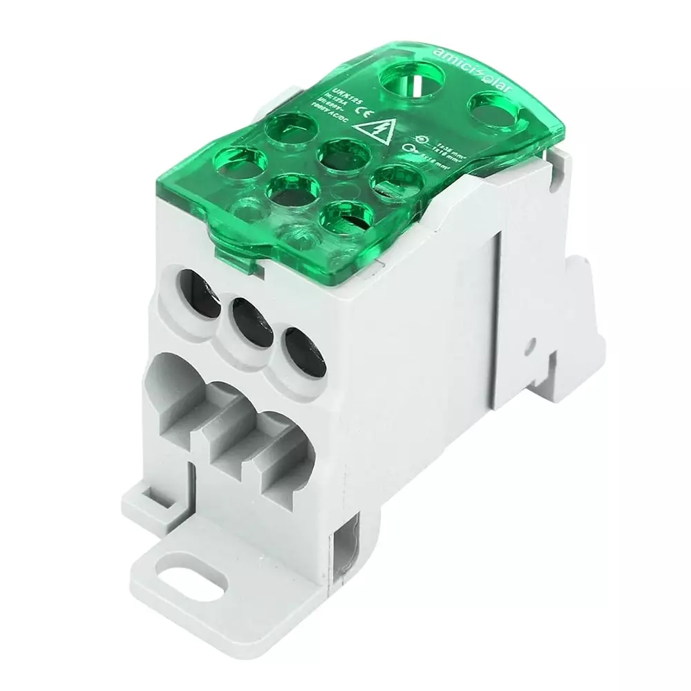 amiciSolar Heavy-Duty Terminal Block Junction Box 690-1000 V AC/DC 125 Amp