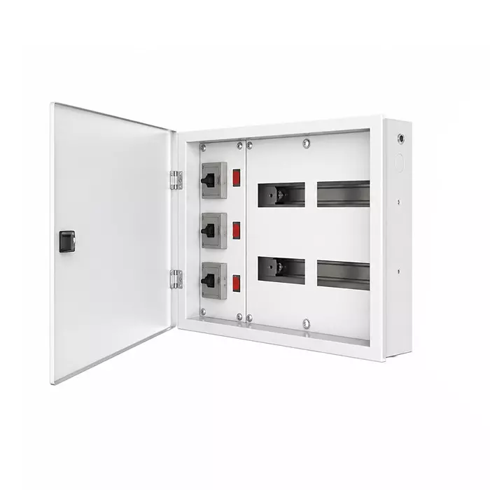 Goldmedal Air Eco Distribution Board with Rotary Switch & Wiring 8 Way Double Door White Triple Pole + Neutral 40 A Metal, 07239