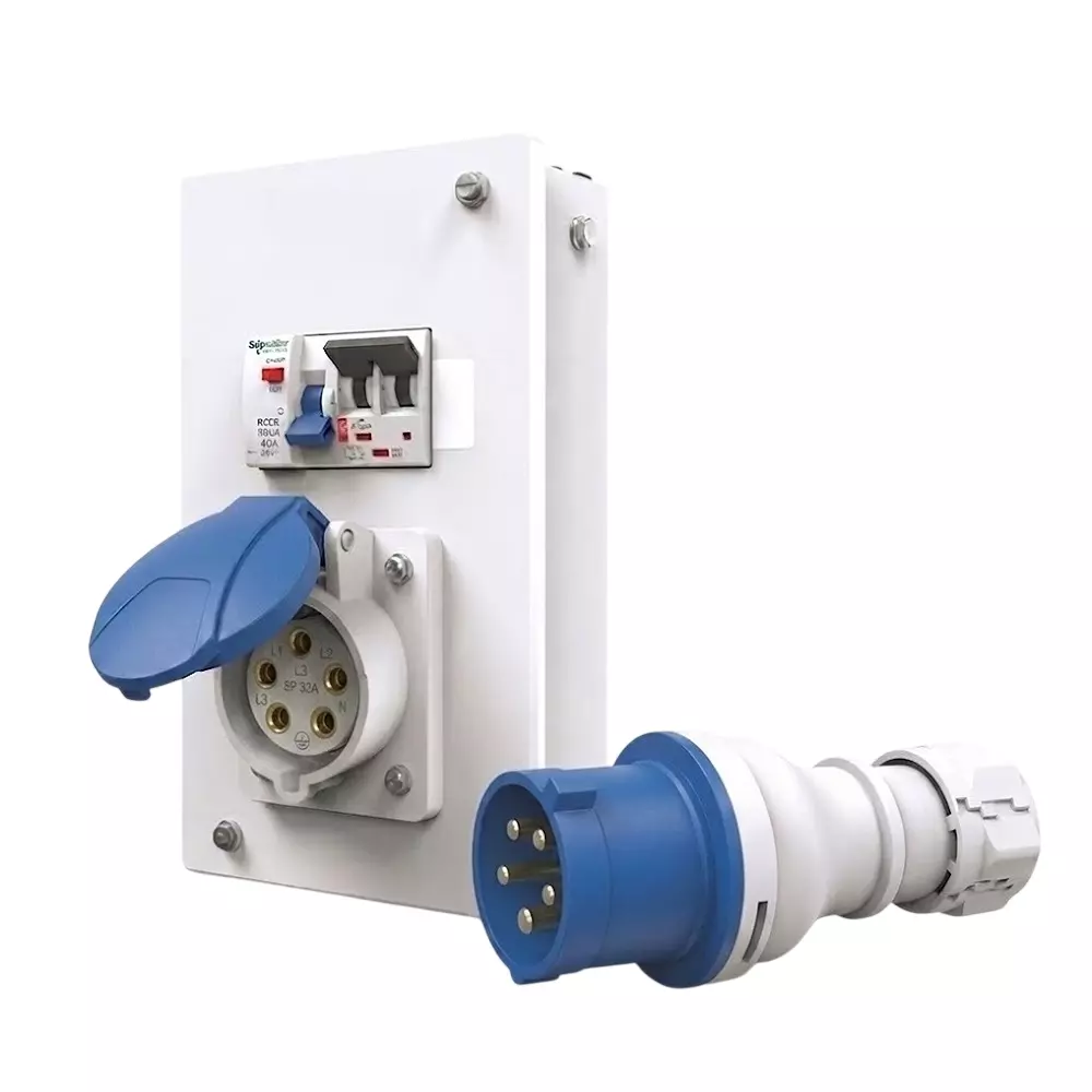 Goldmedal AIR Plug & Socket Distribution Board White 3 P+N+E (3 Phase + Neutral + Earth) 5 Pin 63 A Plastic, 07044