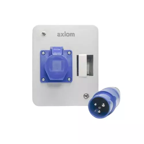 Axiom Plug & Socket Distribution Board with Industrial Plug & Socket 2P + E/SPN Rating 16 Amp, AX1N AC PSDB 16/3