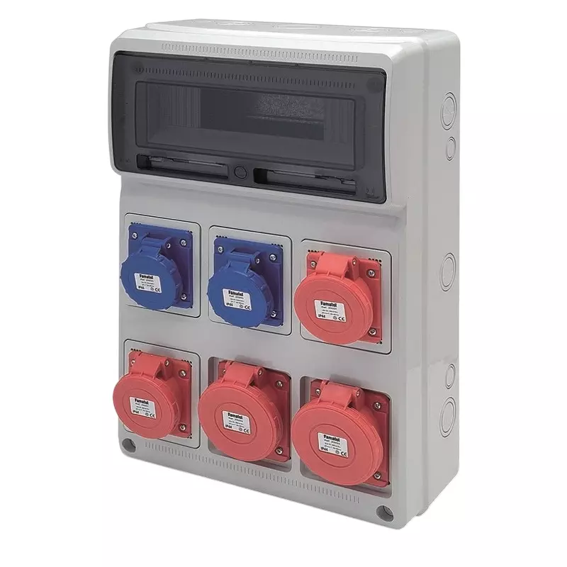 Cape Electric Angled Socket Distribution Board 16 Modules 5x16 & 1x32 Amp IP44, 3952 51 16 00 IP44 A