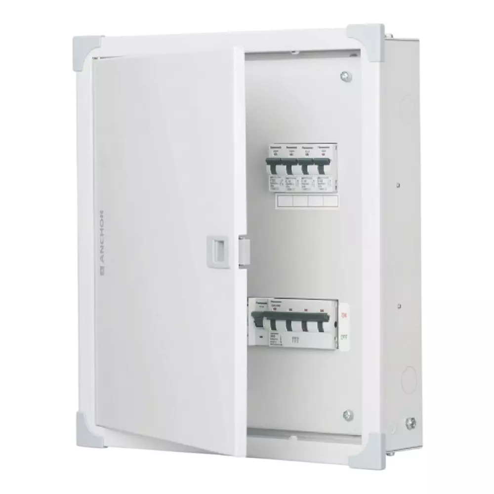 Anchor UNO Distribution Board White Double Door 4 Way Metal, 98305