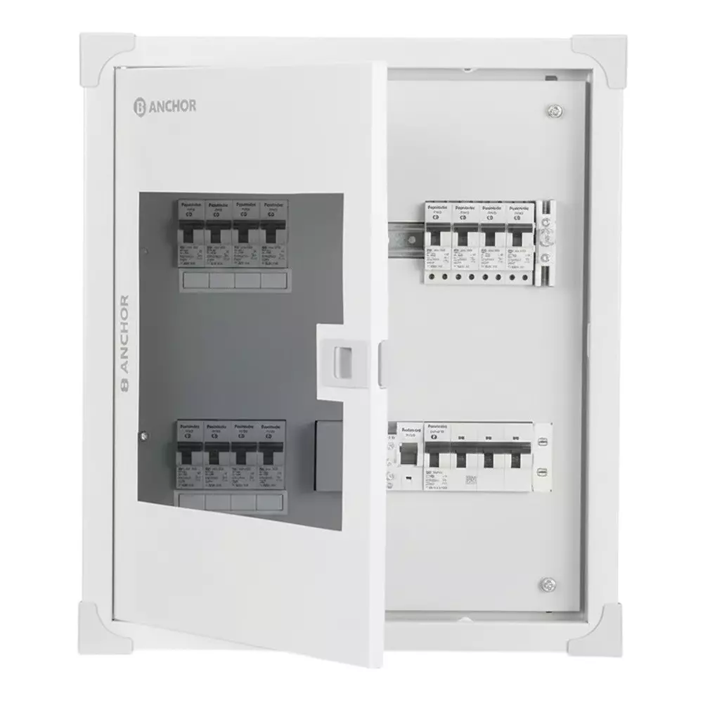 Anchor UNO Acrylic Distribution Board White Double Door 6 Way Metal, 98314