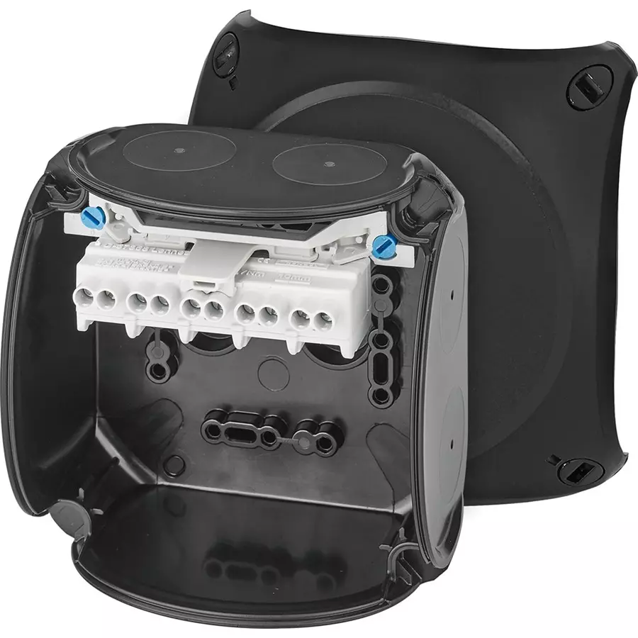 Hensel Cable Junction Box 104x104x70 mm Cable Size 1.5 - 4 sq.mm Black, KX0404C