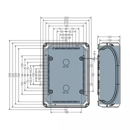 Hensel Cable Junction Box 255x355x122 mm Cable Size 16 - 50 sq.mm Black, KF5000C