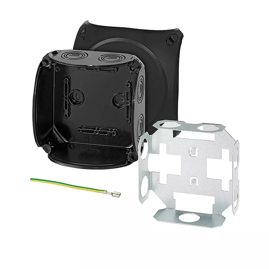 Hensel Cable Junction Box 130x130x77 mm Cable Size 1.5 - 4 sq.mm Black, KF0600V