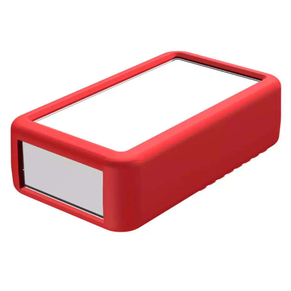 TAKACHI LCS Series Plastic Handheld Enclosure with Silicone Cover 141x81x40 mm Off-White / Red, LCS135H-M2-WR