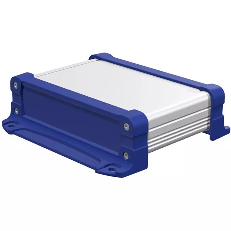 TAKACHI EXWF Series Waterproof Aluminum Case with Flange Foot 195x57x137 mm Silver / Navy, EXWF20-6-14SN