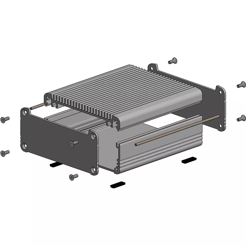 TAKACHI EXHE Series Heat Sink Aluminum Case Emc Shield Type 232x77x213 mm, EXHE23-8-21SS
