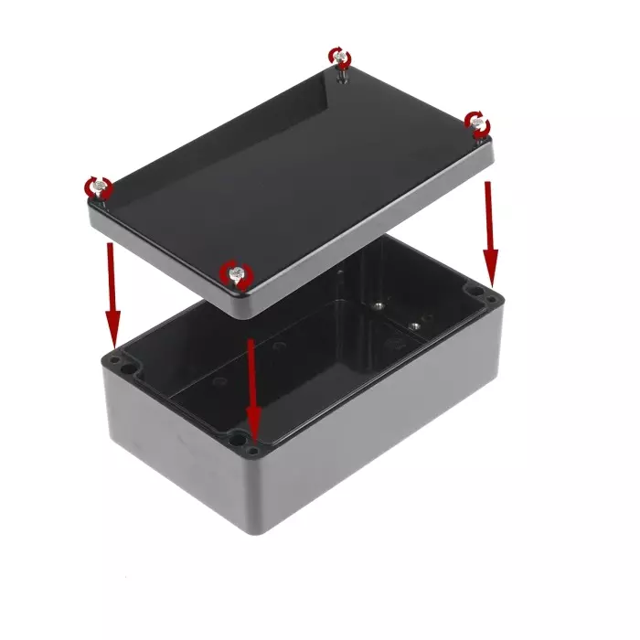 RS PRO Black PET Enclosure, IP66, Black Lid, 260 x 160 x 90 mm Model No 9188847