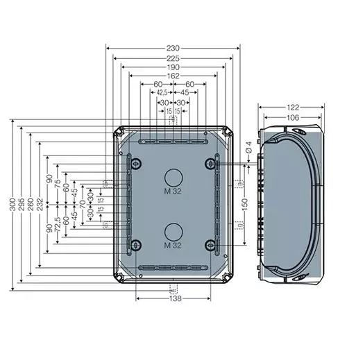 Hensel Cable Junction Box 225x295x122 mm Cable Size 16 - 35 sq.mm Black, KF3500C