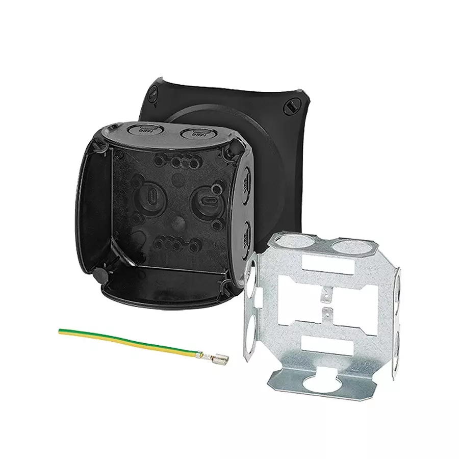 Hensel Cable Junction Box 93x93x62 mm Cable Size 0.75 - 2.5 sq.mm Black, KF0200V