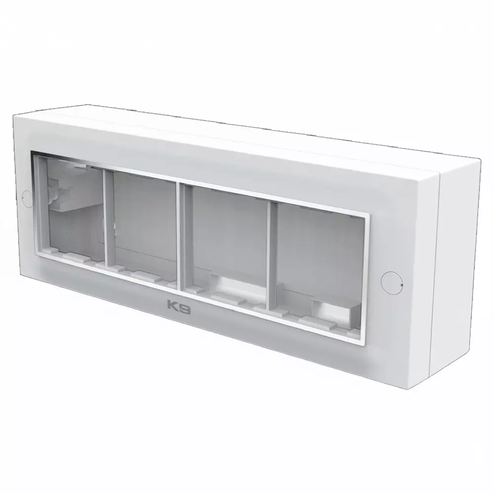 K9 Euro Vivo Chrome Gang Box 8 Module (Horizontal) White, 9196 (Pack of 10)