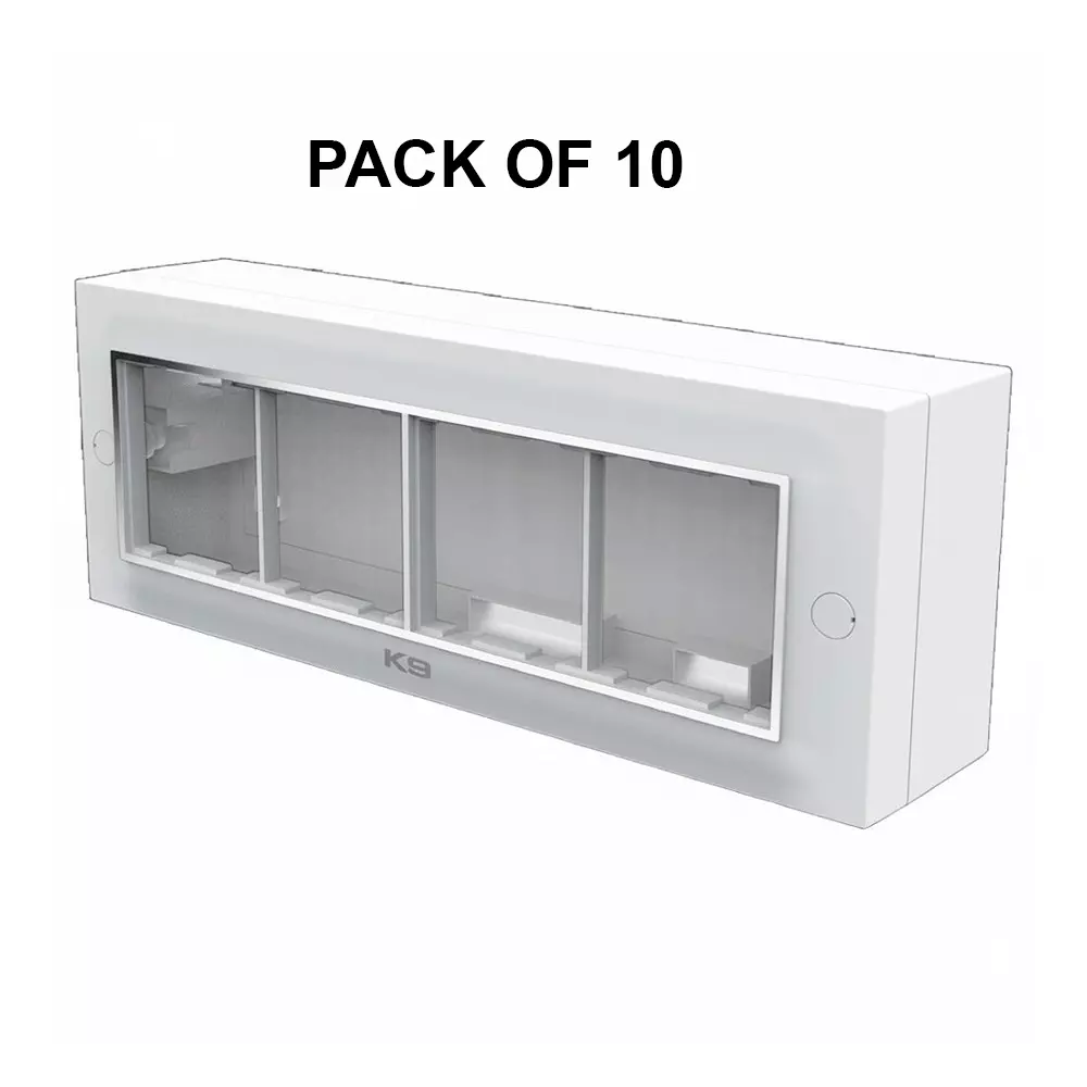 K9 Euro Vivo Chrome Gang Box 8 Module (Horizontal) White, 9196 (Pack of 10)