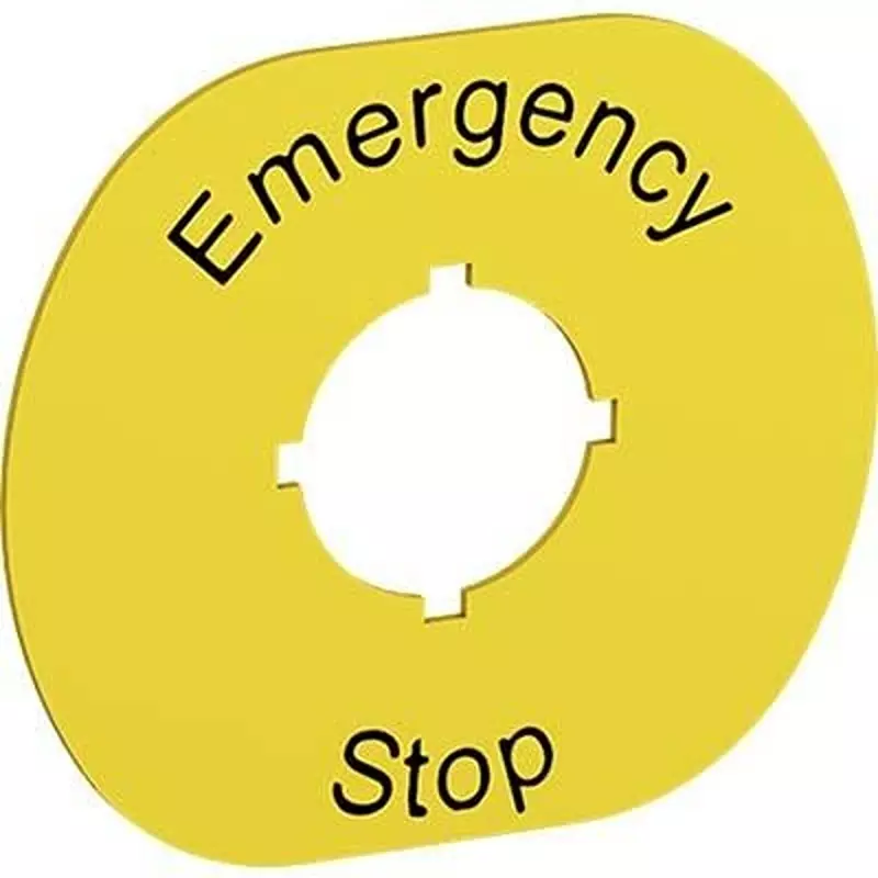 ABB Emergency Stop Legend Plate Emergency Stop Legend Plate Plastic Material Yellow, MA6-1026