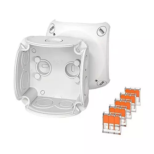 Hensel Cable Junction Box with Terminal 0.75 - 2.5 sq.mm Grey IP66 Protection 84x84x55 mm, DK0102W (Pack of 5 Pcs)