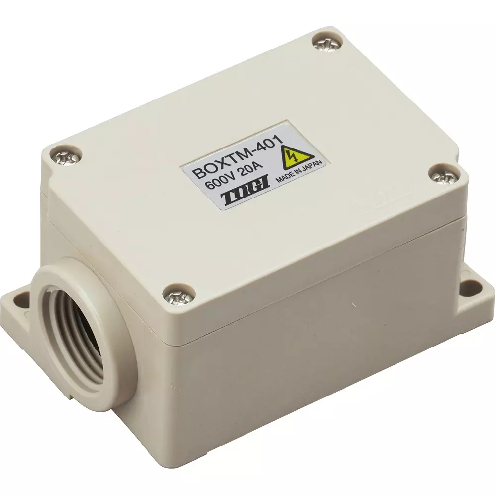 Toyo Giken BOXTM Series Reinforced PBT, NBR & (Zinc Plated AC/DC600 V 20 A 81×50×40.5 mm, BOXTM-401