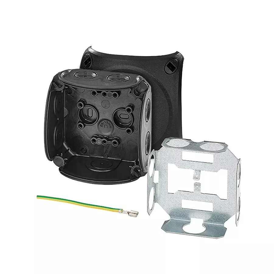 Hensel Cable Junction Box 93x93x62 mm Cable Size 0.75 - 2.5 sq.mm Black, DK0200V