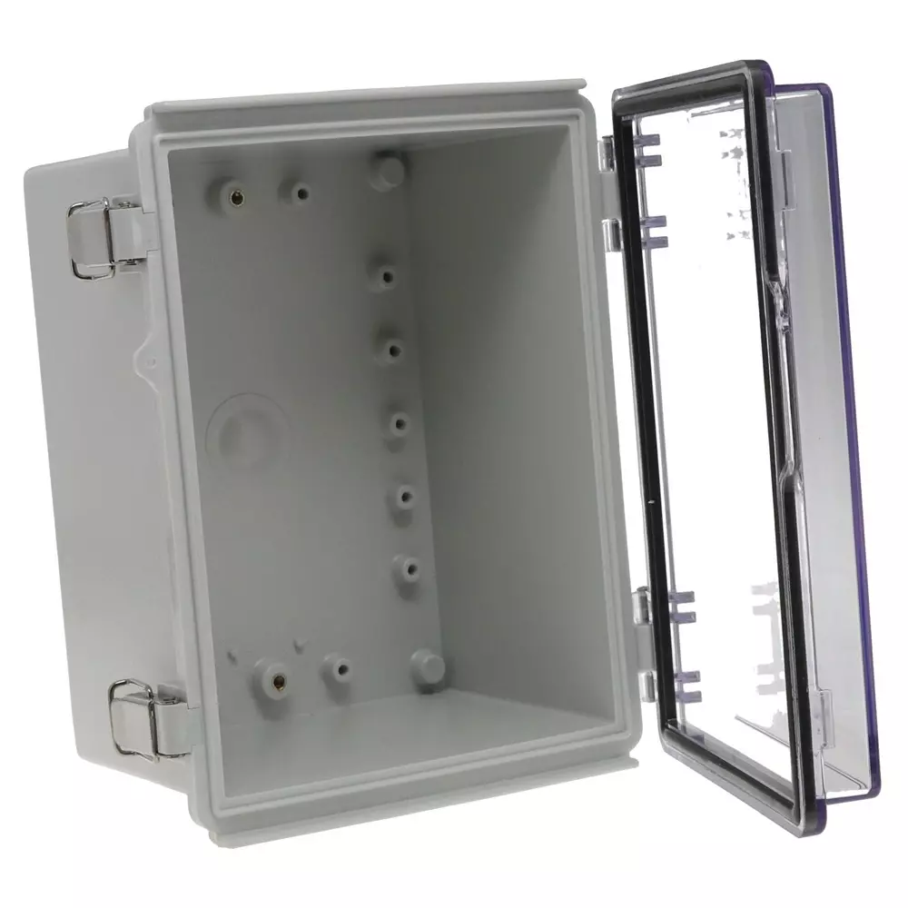 BUD INDUSTRIES Enclosure, Pc/Gfr, Gray/Clear, PTQ-11040-C