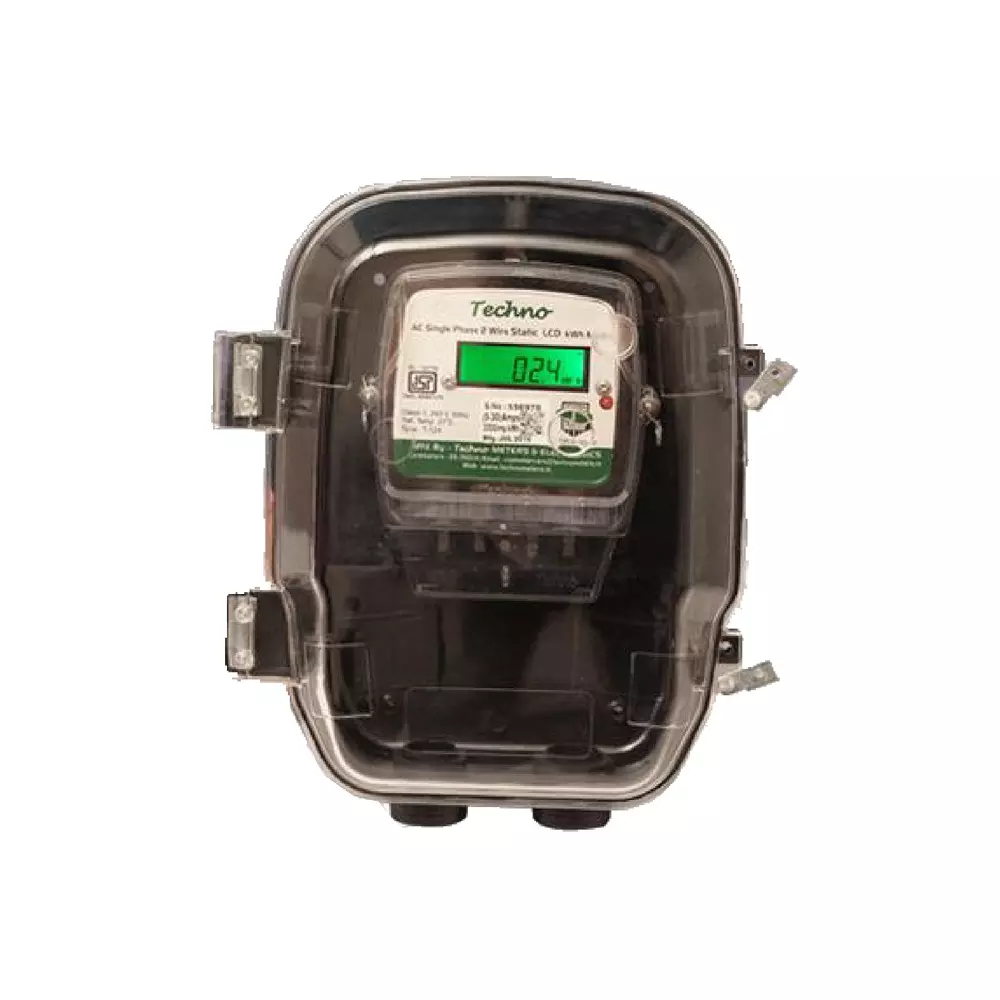 Techno Meters Polycarbonate Meter Box Hinge Type Single Phase 2-Way Connection with Locking Provision, TMCB 065 (SP BOX)