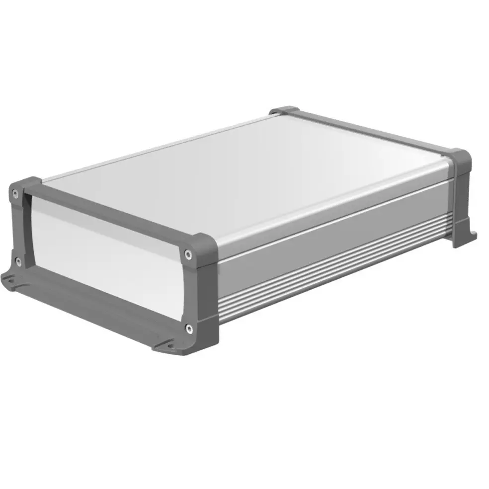 TAKACHI EXEF Series Flanged EMC Shield Aluminum Enclosure 240x90x350 mm External Dimension Silver Gray, EXEF24-9-35SG