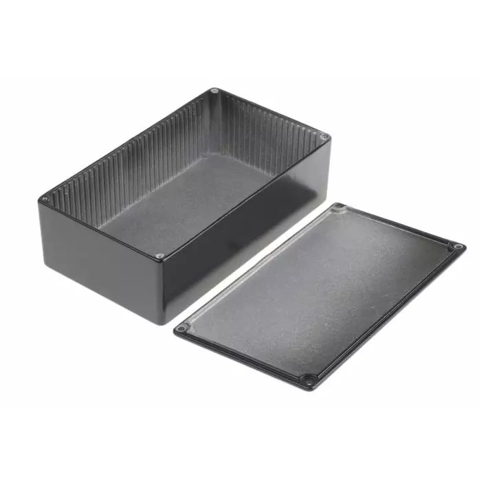 RS PRO Black Die Cast Aluminium Enclosure, IP54, Black Lid, 112 x 62 x 30.5 mm Model No 1585307