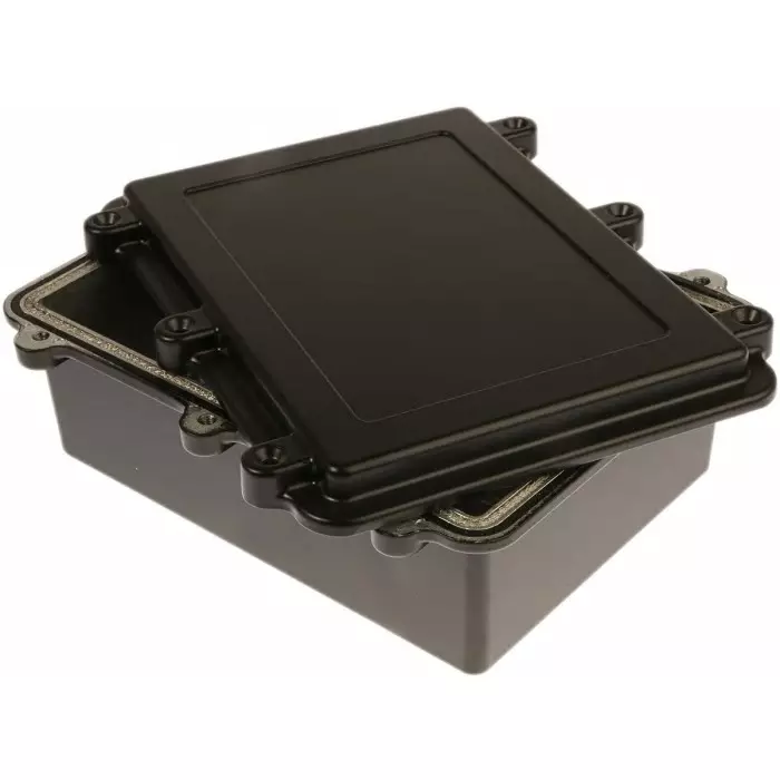 RS PRO Black Die Cast Aluminium Enclosure, IP67, Black Lid, 200 x 150 x 75 mm Model No 7004141
