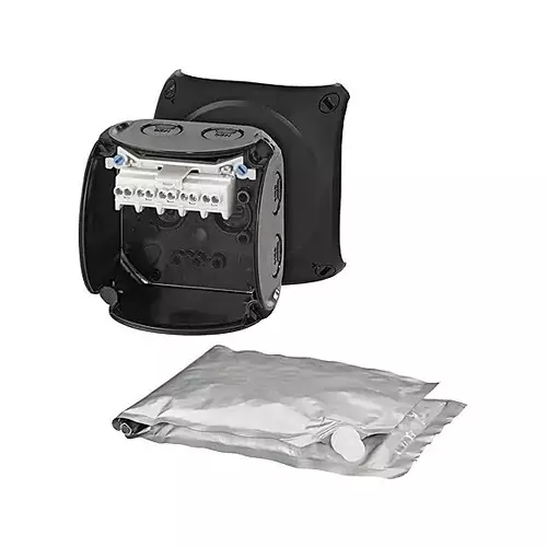 Hensel Cable Junction Box with Terminal 1.5 - 2.5 sq.mm Black IP68 Protection 93x93x62 mm, WP0202B (Pack of 5 Pcs)