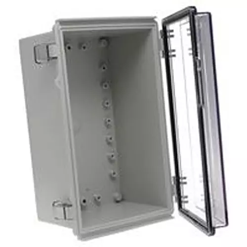 BUD INDUSTRIES Enclosure, Pc/Gfr, Gray/Clear, PTQ-11041-C