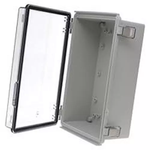 BUD INDUSTRIES Enclosure, Pc/Gfr, Gray/Clear, PTQ-11045-C