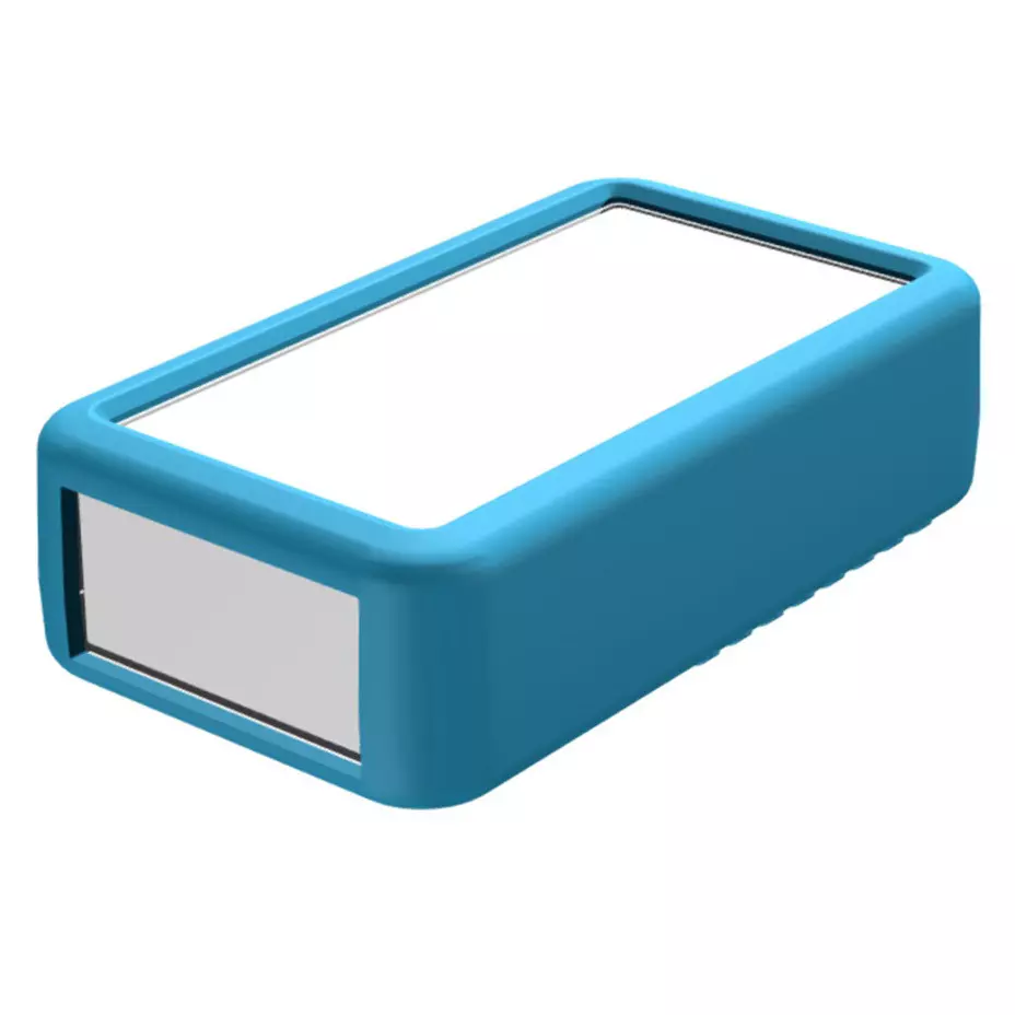 TAKACHI LCS Series Plastic Handheld Enclosure with Silicone Cover 141x81x40 mm Off-White / Blue, LCS135H-M2-WB