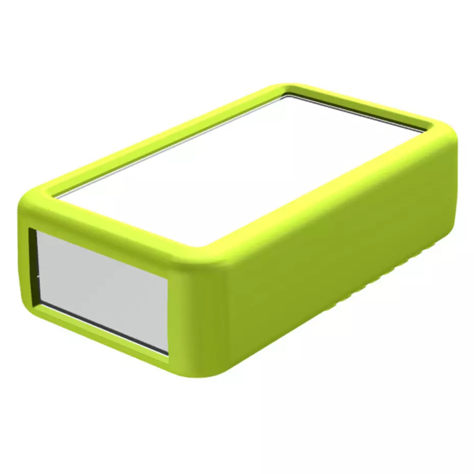 TAKACHI LCS Series Plastic Handheld Enclosure with Silicone Cover 141x81x40 mm Off-White / Green, LCS135H-M2-WG