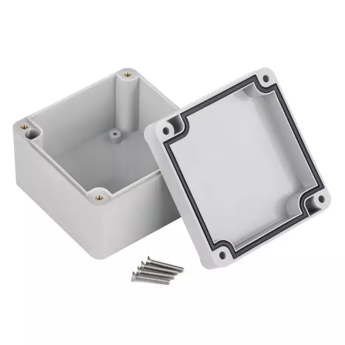 RS PRO Grey ABS Enclosure, IP67, IK09, Grey Lid, 81.95 x 79.95 x 55 mm Model No 1862270