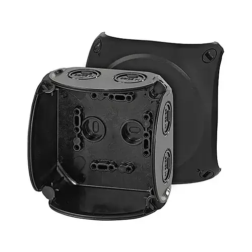Hensel Cable Junction Box 104x104x70 mm Cable Size 1.5-4 sq.mm Black, KF0400B