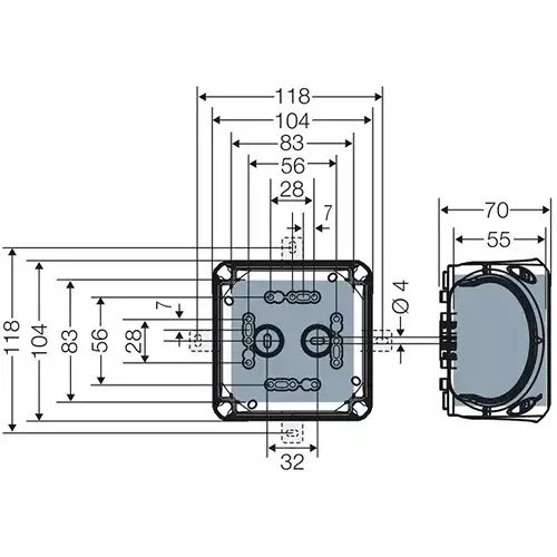 Hensel Cable Junction Box 104x104x70 mm Cable Size 1.5-4 sq.mm Black, KF0400B