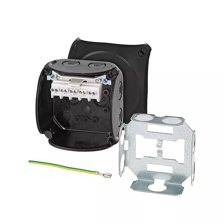 Hensel Cable Junction Box 93x93x62 mm Cable Size 0.75 - 2.5 sq.mm Black, KF0202V