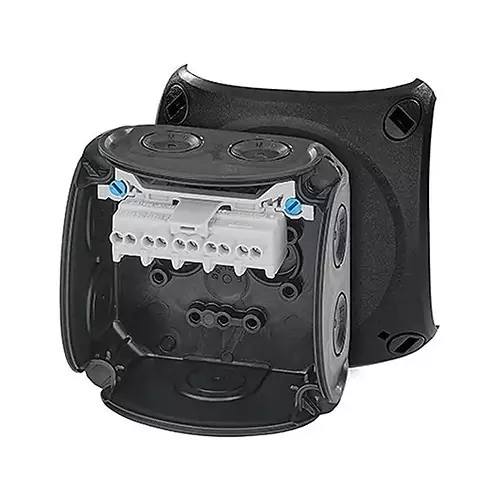 Hensel Cable Junction Box with Terminal 1.5-2.5 sq.mm Black IP66 Protection 93x93x62 mm, DK0202B (Pack of 5 Pcs)