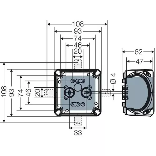Hensel Cable Junction Box with Terminal 1.5-2.5 sq.mm Black IP66 Protection 93x93x62 mm, DK0202B (Pack of 5 Pcs)