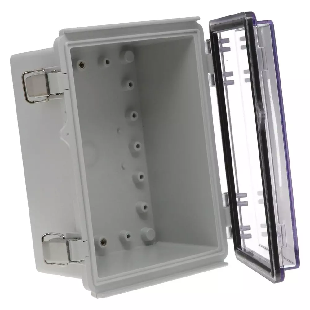 BUD INDUSTRIES Enclosure, Pc/Gfr, Gray/Clear, PTQ-11036-C